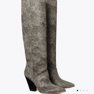 Tory Burch Ponyhair Animal Print Riding Boots 6.5
